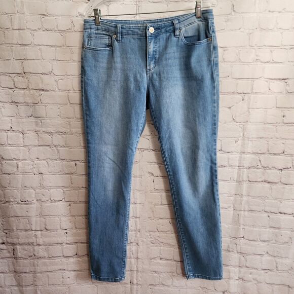 Michael Kors Jeans Womens 8 Blue Denim Cropped Ankle Skinny Pocket Logo - Picture 1 of 10
